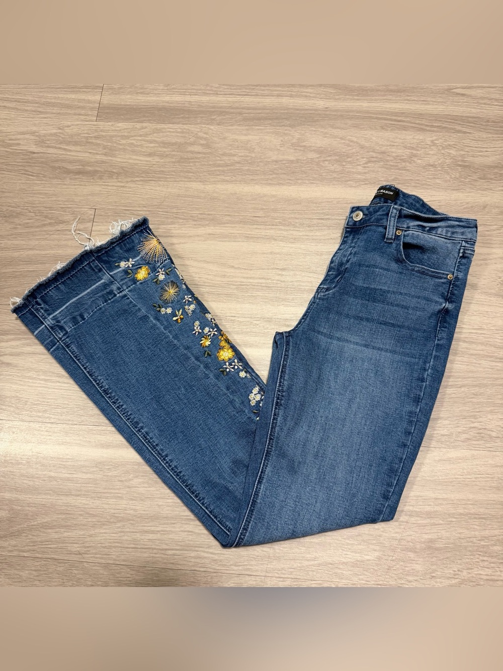 Ashley Mason Embroidered Flare Jeans, Floral Embroidered Flare Jeans | W 28
